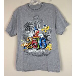 Disney T-Shirt Men Medium 2016 Walt Disney World Music Magic Memories Gray Hanes